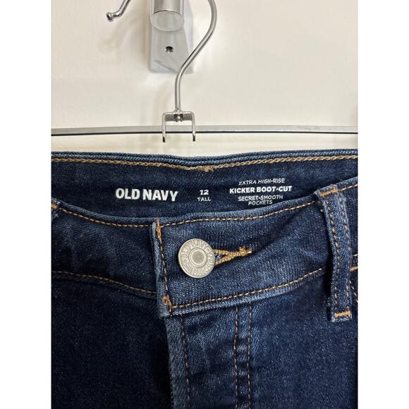 Old Navy Kicker Boot-Cut Jeans Womens 12 Tall 12T Extra High Waisted Blue - Picture 3 of 5
